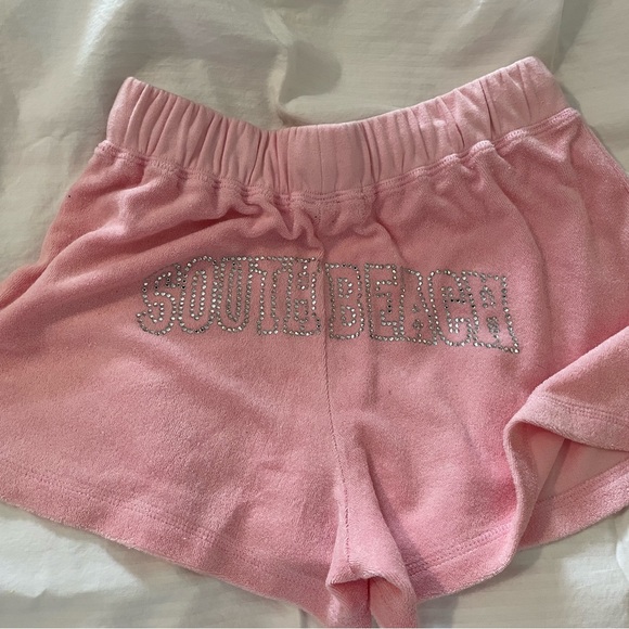 Women’s short Terry shorts with “South Beach” in silver stones. - Picture 2 of 3